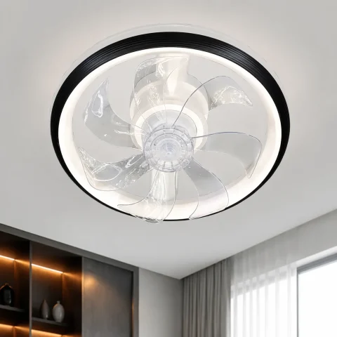 Стельова LED-люстра-вентилятор Artlight FS309BK, біла з чорною окантовкою, 76 Вт, від 10–18 м²