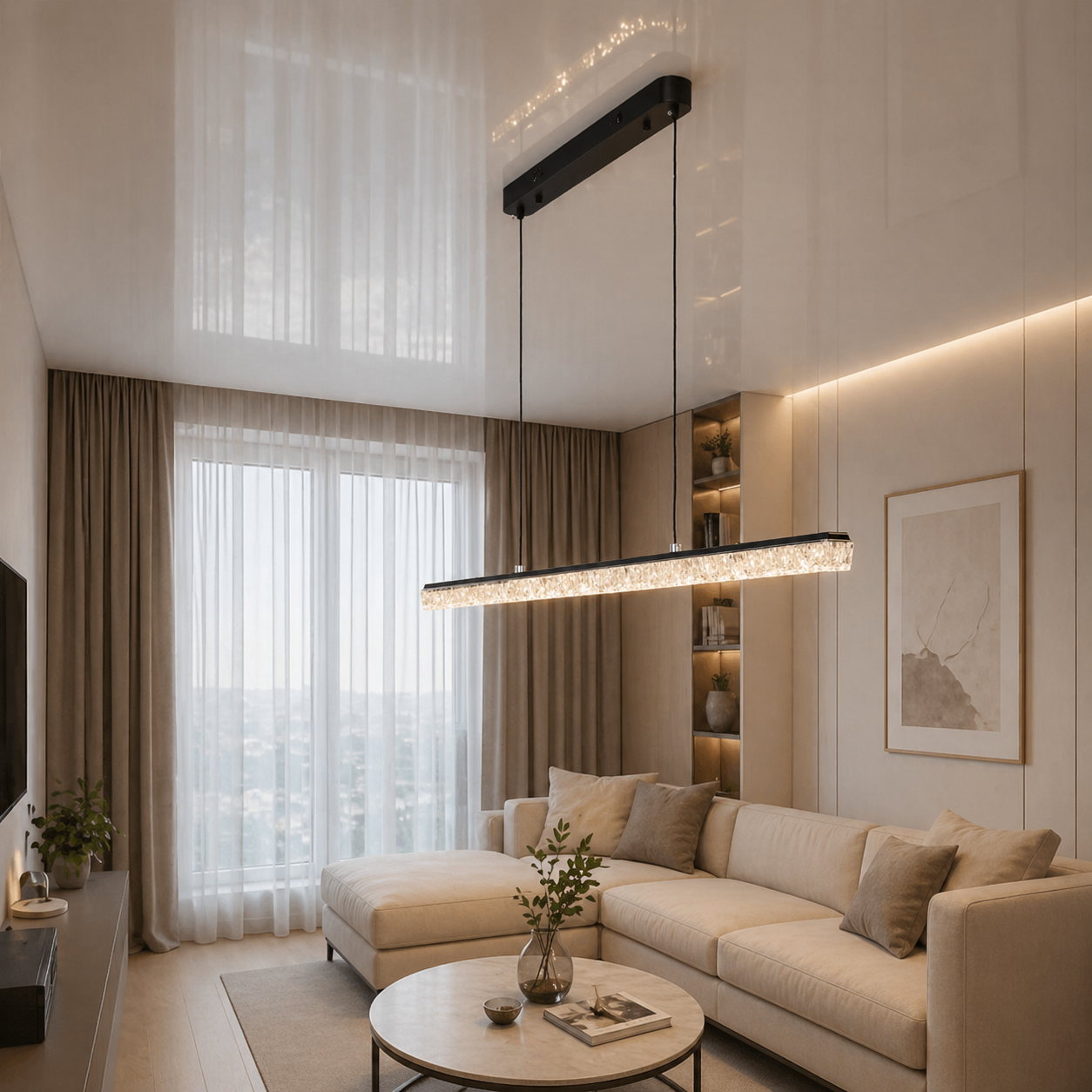 Сучасний лінійний LED підвіс Diasha 1105/1200BK чорний 27W 120 см для кухні та столу