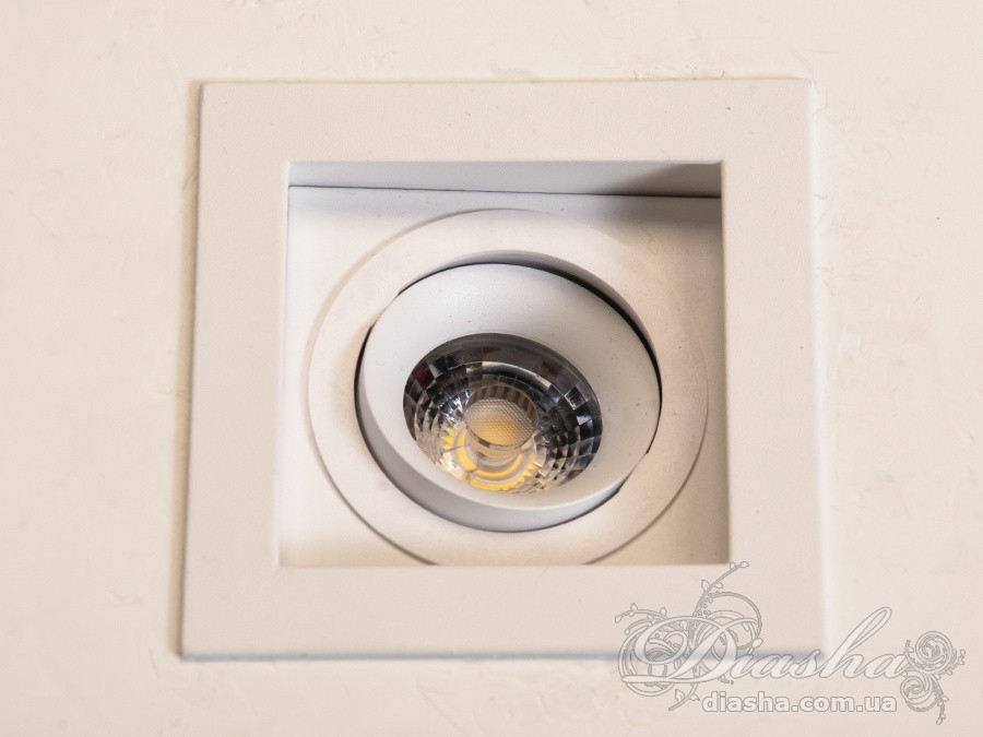 Світильник врізний LED Diasha 136H-WH, 10W, білий, квадратний, поворотний, для коридору, вітальні, спальні, кухні, офісу, кафе