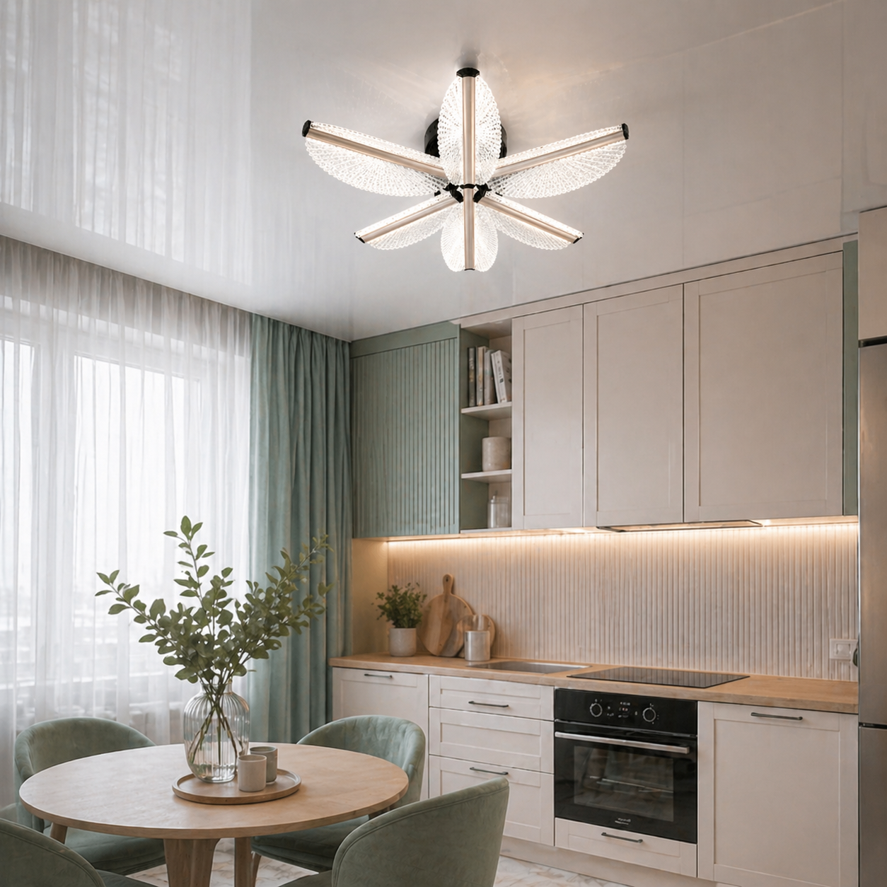 Стельова LED люстра Diasha 2407/3+3CG хром 65 W з пультом диммер 67 см 11-17 м2 Стельова LED люстра Diasha 2407/3+3CG хром 65 W з пультом диммер 67 см 11-17 м2