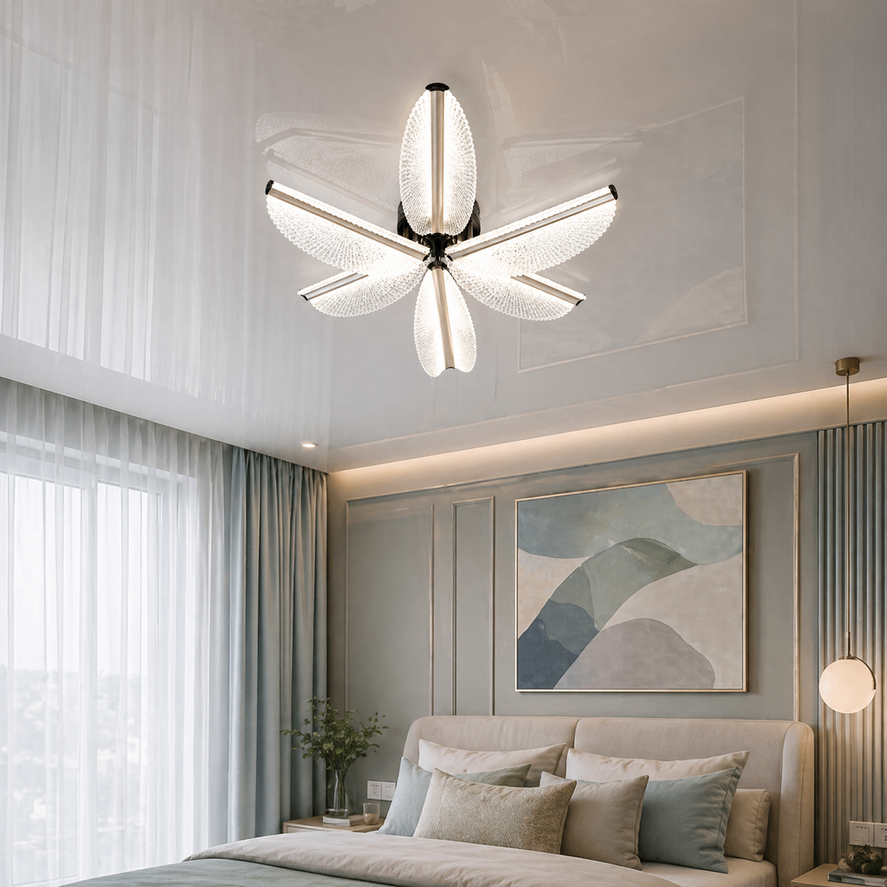 Елегантна стельова LED люстра Diasha 2407/6L CG хром 75W з пультом диммер 67 см 12–20 м2 Елегантна стельова LED люстра Diasha 2407/6L CG хром 75W з пультом диммер 67 см 12–20 м2