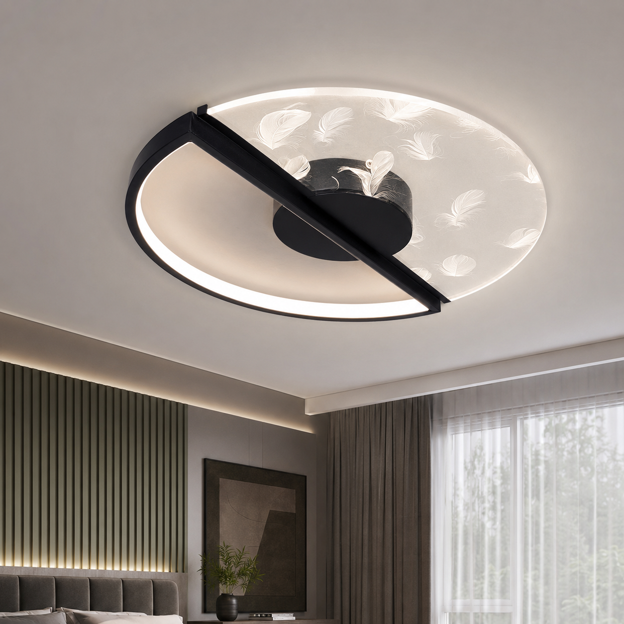 Світлодіодна люстра стельова Artlight 2470/500BK з візерунковим акриловим розсіювачем, 48W Світлодіодна люстра стельова Artlight 2470/500BK з візерунковим акриловим розсіювачем, 48W