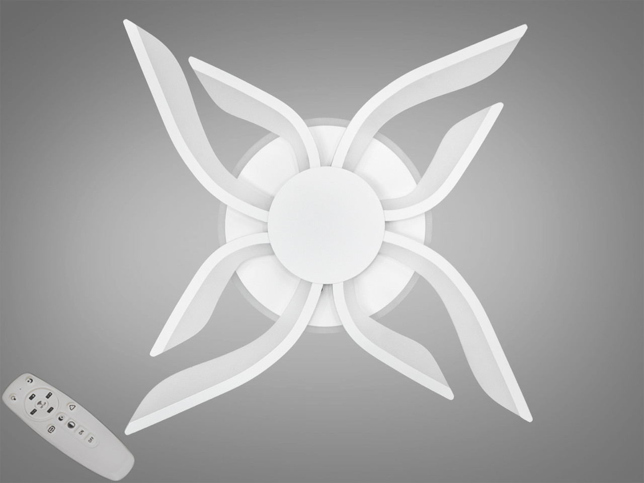 Люстра стельова LED Diasha 2481/4+4WH, 67W, 3200K-6500K, білий акрил, сучасний стиль з пультом та диммером Люстра стельова LED Diasha 2481/4+4WH, 67W, 3200K-6500K, білий акрил, сучасний стиль з пультом та диммером