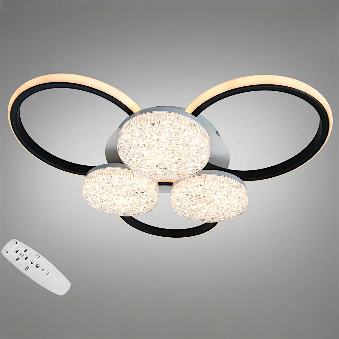 Стельова LED-люстра Dia 2562WH+BK DIMMER — біло-чорна, 82 Вт, 60 см