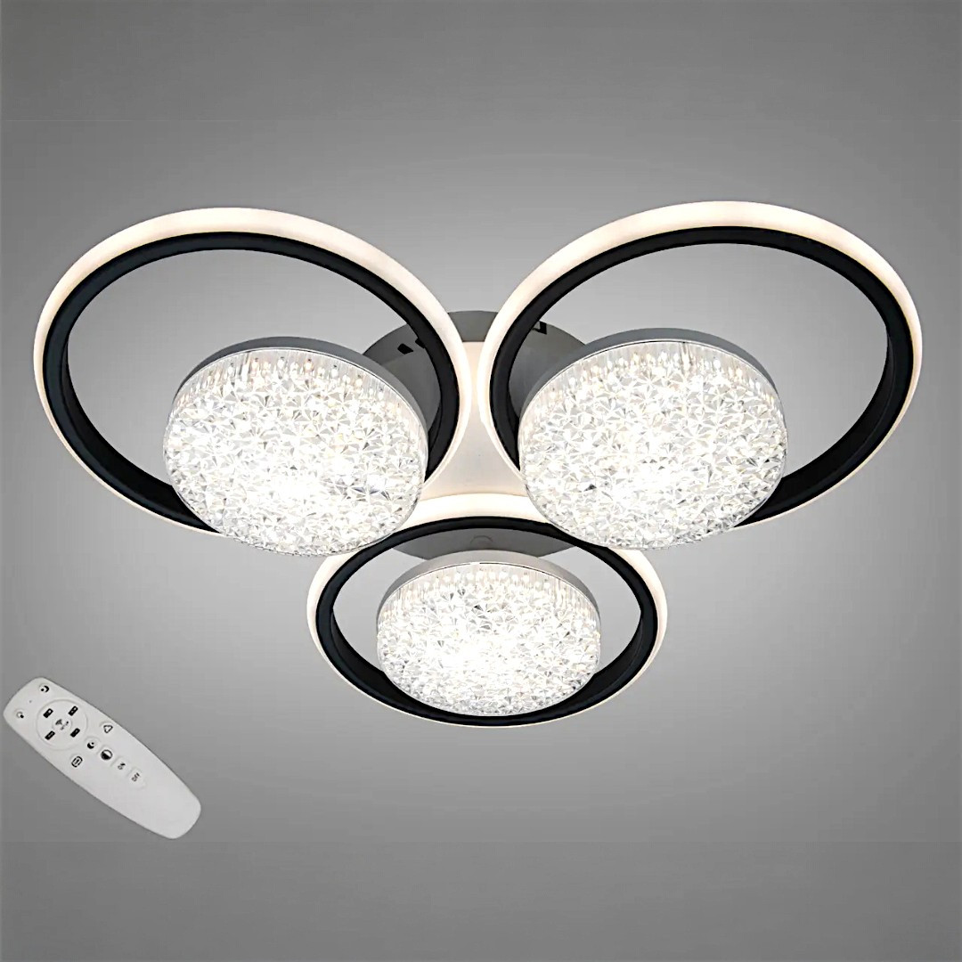 Стельова LED-люстра Dia 2563WH+BK DIMMER — біло-чорна, 82 Вт, 54 см