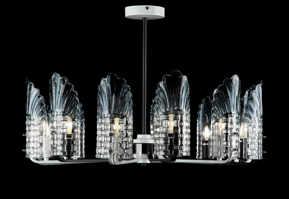 Люстра з плафонами Splendid Ray L3876/12, 40W, метал/скло, білий+чорний, сучасний стиль для дому Люстра з плафонами Splendid Ray L3876/12, 40W, метал/скло, білий+чорний, сучасний стиль для дому
