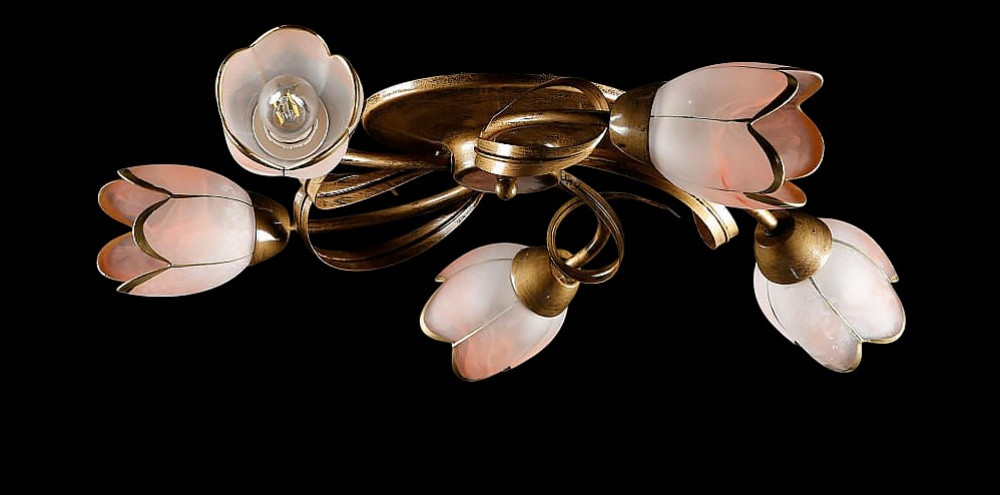 Люстра стельова Splendid Ray L88819/5, 5 ламп, E14, бронза/рожевий/золото, висота 15 см, діаметр 50 см, сучасний стиль для дому Люстра стельова Splendid Ray L88819/5, 5 ламп, E14, бронза/рожевий/золото, висота 15 см, діаметр 50 см, сучасний стиль для дому