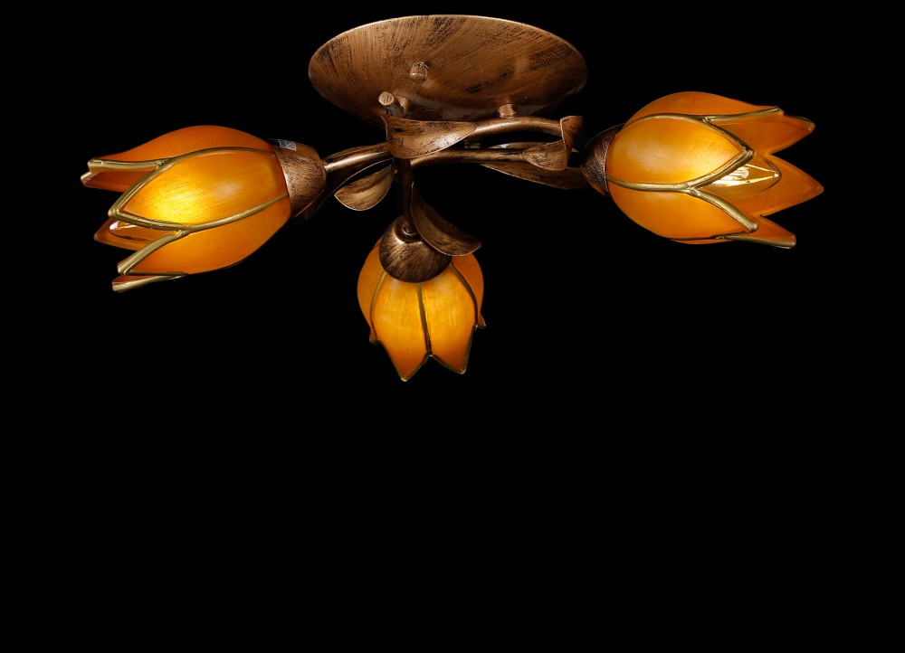 Люстра стельова Splendid Ray L10010A/3, 3 лампи, бронзова, метал, скло, 40 см, сучасний стиль для дому