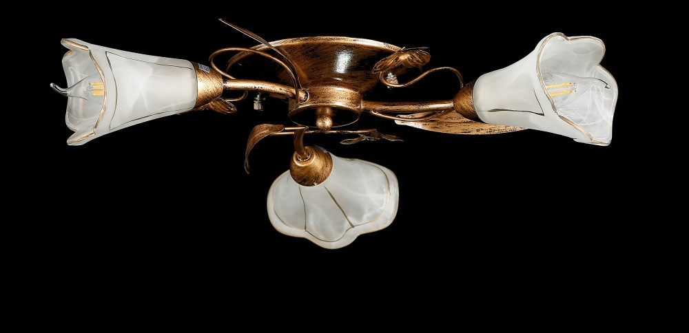 Люстра стельова Splendid Ray L10008/3, 3 лампи, бронза, білий, золото, метал, скло, сучасний стиль, 50 см Люстра стельова Splendid Ray L10008/3, 3 лампи, бронза, білий, золото, метал, скло, сучасний стиль, 50 см