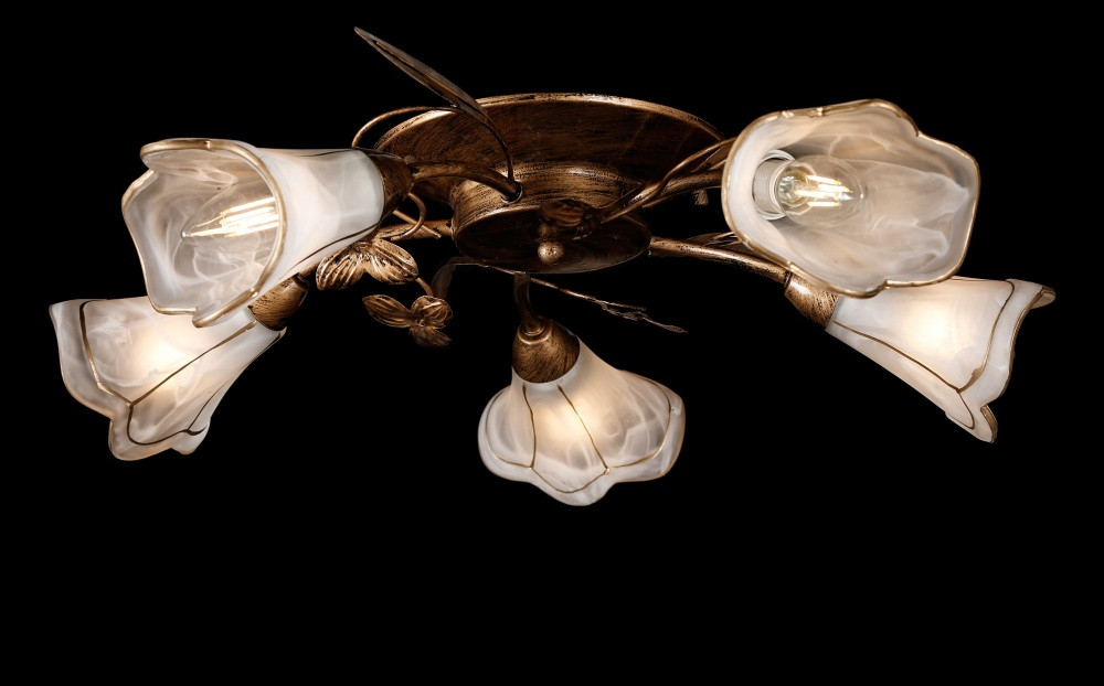 Люстра стельова Splendid Ray L10008/5, 5 ламп, бронза/білий/золото, сучасний стиль, висота 11 см Люстра стельова Splendid Ray L10008/5, 5 ламп, бронза/білий/золото, сучасний стиль, висота 11 см