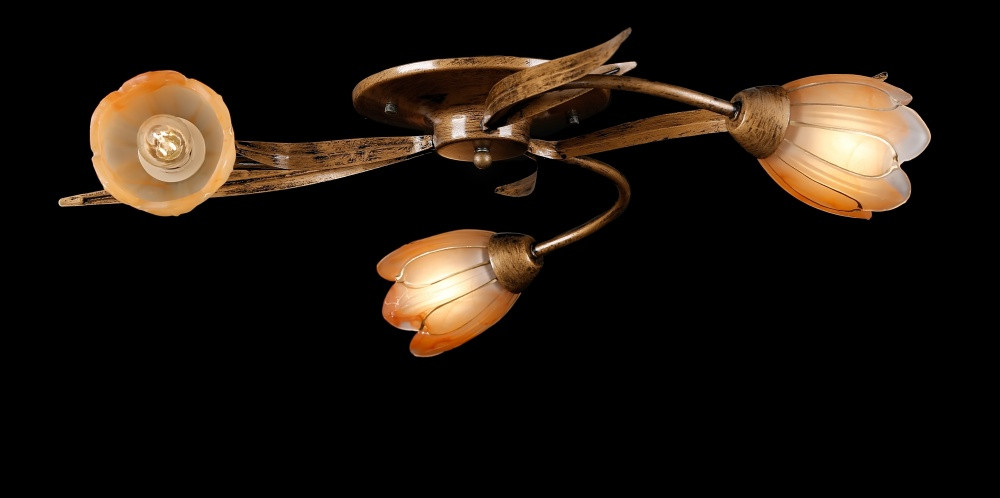Люстра з плафонами Splendid Ray L90807F/3, 3 лампи, 58 см, бронзовий метал і скло, сучасний стиль для дому