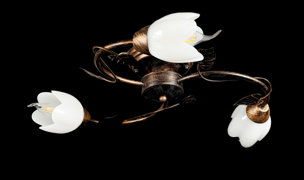 Люстра стельова Splendid Ray L88660/3, 3xE14, 50 см, бронзовий, білий, стиль для спальні Люстра стельова Splendid Ray L88660/3, 3xE14, 50 см, бронзовий, білий, стиль для спальні