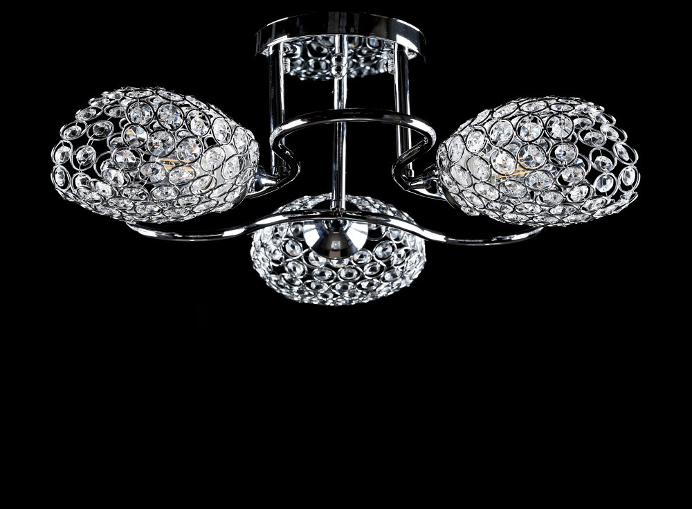 Люстра стельова Splendid Ray L3117/3 (CH), 3xE27, 43 см, хром, білий, метал, кришталь, сучасний стиль для дому Люстра стельова Splendid Ray L3117/3 (CH), 3xE27, 43 см, хром, білий, метал, кришталь, сучасний стиль для дому