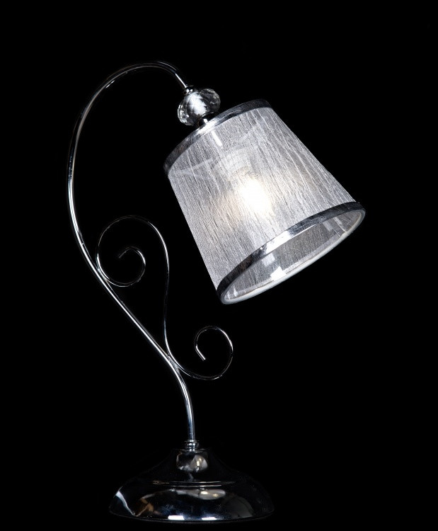 Настільна лампа Splendid Ray N30206/1T, E14, 40W, білий абажур, хромований корпус, для спальні Настільна лампа Splendid Ray N30206/1T, E14, 40W, білий абажур, хромований корпус, для спальні
