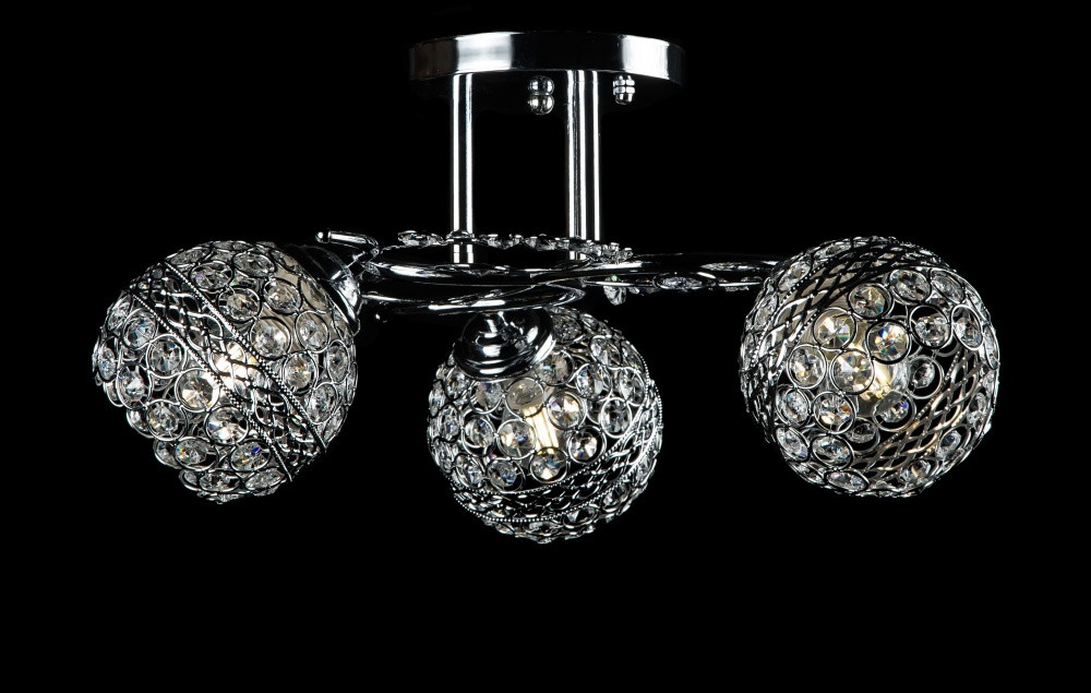 Люстра стельова Splendid Ray L7306A/3 (CR), E27, 40Вт, білий, хром, сучасний стиль, 3 лампи, 45см