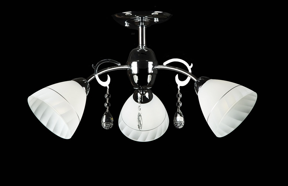 Люстра стельова Splendid Ray L80087/3 (CR), E27, 3 лампи, хром, білий, сучасний стиль Люстра стельова Splendid Ray L80087/3 (CR), E27, 3 лампи, хром, білий, сучасний стиль