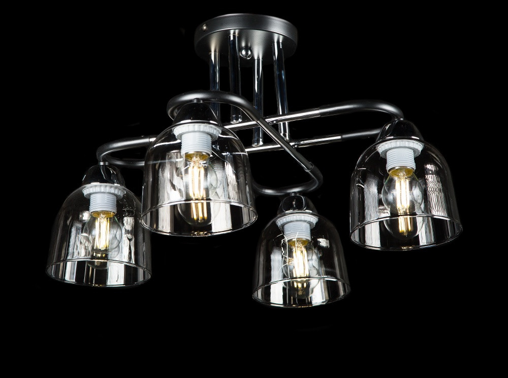 Люстра стельова Splendid Ray LGH50316/4, 4xE27, чорний хром, 50 см, стильний дизайн для спальні Люстра стельова Splendid Ray LGH50316/4, 4xE27, чорний хром, 50 см, стильний дизайн для спальні