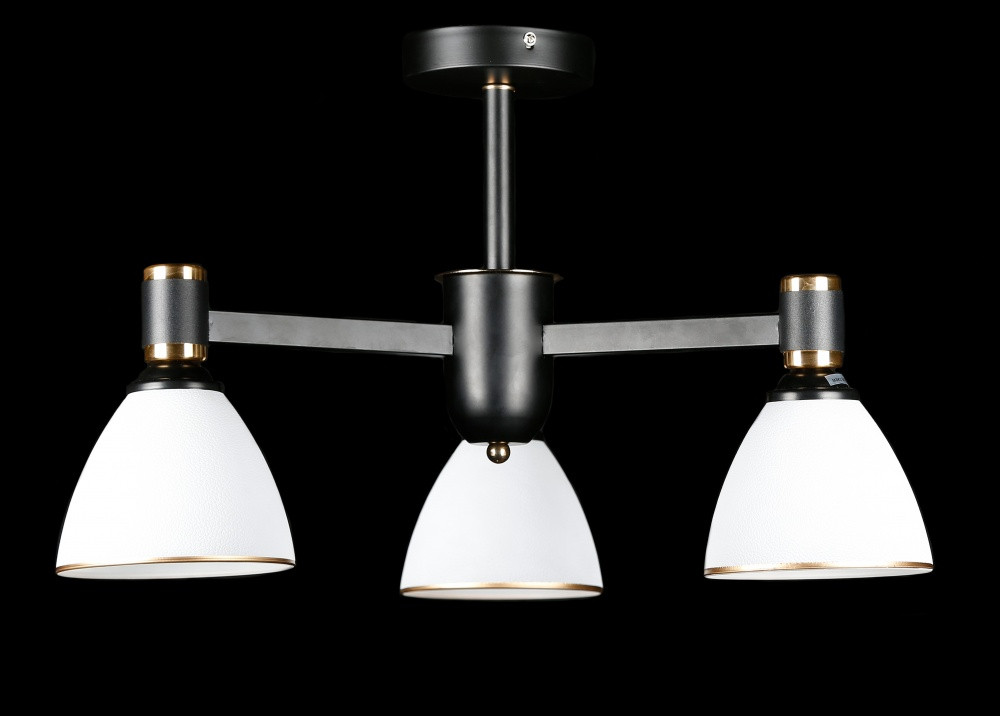 Люстра стельова Splendid Ray LGH50230A/3, 3 лампи E27, 50 см, чорний, білий, золото, сучасний стиль для дому