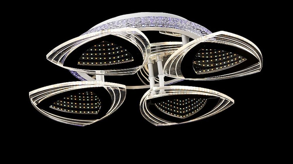 Люстра стельова LED Splendid Ray LK28962/4, 108W, білий, хром, сучасний стиль з пультом, димер Люстра стельова LED Splendid Ray LK28962/4, 108W, білий, хром, сучасний стиль з пультом, димер
