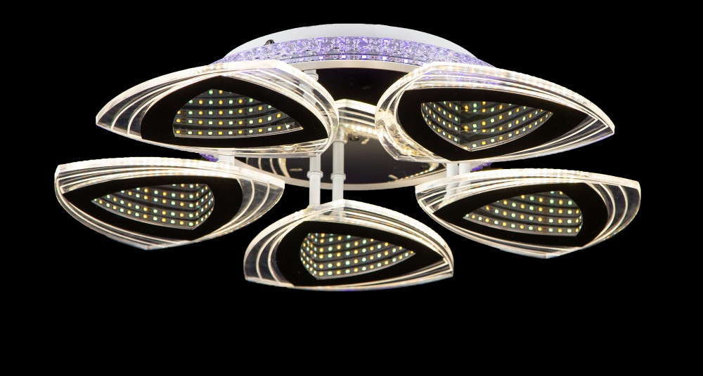 Люстра стельова LED Splendid Ray LK28962/5, 131W, біла та хромова, сучасний стиль, з пультом, димер Люстра стельова LED Splendid Ray LK28962/5, 131W, біла та хромова, сучасний стиль, з пультом, димер