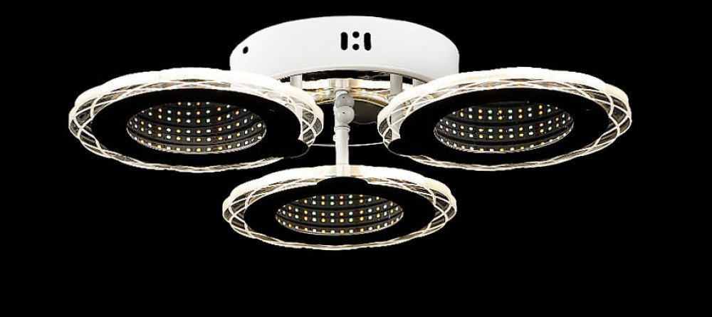 Люстра стельова LED Splendid Ray KK28964/3, 69W, білий, хром, сучасний стиль з пультом, димером Люстра стельова LED Splendid Ray KK28964/3, 69W, білий, хром, сучасний стиль з пультом, димером