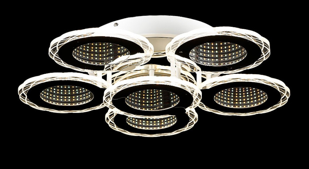 Люстра стельова LED Splendid Ray LK28964/5+1, 138W, хром/білий, сучасний стиль з пультом, димер Люстра стельова LED Splendid Ray LK28964/5+1, 138W, хром/білий, сучасний стиль з пультом, димер