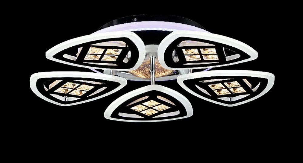 Люстра стельова LED Splendid Ray LK29023A/5+1, 172W, хром, білий, сучасний стиль з пультом, димер Люстра стельова LED Splendid Ray LK29023A/5+1, 172W, хром, білий, сучасний стиль з пультом, димер