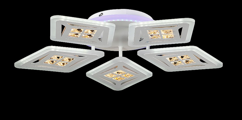 Люстра стельова LED Splendid Ray LK28925/5+1, 6 ламп, 55 см, білий акрил, сучасний стиль з пультом та димером Люстра стельова LED Splendid Ray LK28925/5+1, 6 ламп, 55 см, білий акрил, сучасний стиль з пультом та димером