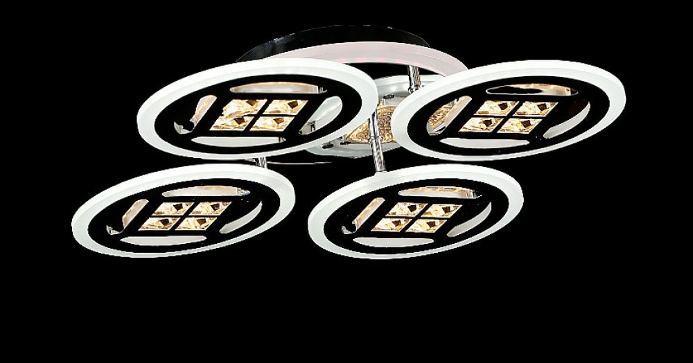 Люстра стельова LED Splendid Ray LK28979/4+1, 132W, хром/білий, димер, сучасний стиль для дому Люстра стельова LED Splendid Ray LK28979/4+1, 132W, хром/білий, димер, сучасний стиль для дому
