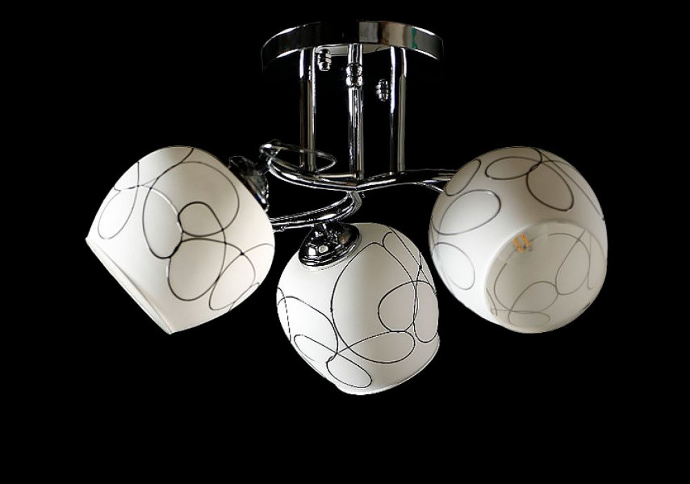 Люстра стельова Splendid Ray L9321B/3 (CR), E27, 40Вт, хром, білий, 25см, стильний інтер'єр Люстра стельова Splendid Ray L9321B/3 (CR), E27, 40Вт, хром, білий, 25см, стильний інтер'єр