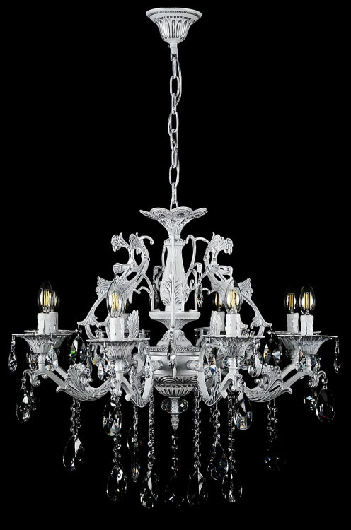 Люстра свічка LED Splendid Ray L5235/8, 8 ламп, білий, срібний, кришталь, висота 80-110 см, сучасний стиль для дому Люстра свічка LED Splendid Ray L5235/8, 8 ламп, білий, срібний, кришталь, висота 80-110 см, сучасний стиль для дому