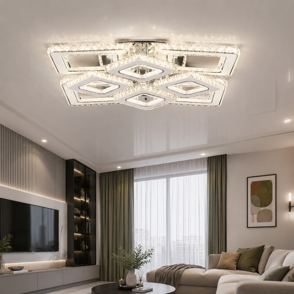 Велика кришталева LED люстра Splendid Ray Lk2370/4+4 LED WT до 40 м2, хром,576W з пультом і димером Велика кришталева LED люстра Splendid Ray Lk2370/4+4 LED WT до 40 м2, хром,576W з пультом і димером