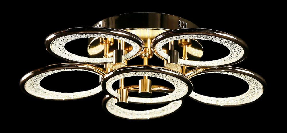 Люстра стельова LED Splendid Ray LT98120/5+1, 144W, золото, білий, сучасний стиль з пультом, димер Люстра стельова LED Splendid Ray LT98120/5+1, 144W, золото, білий, сучасний стиль з пультом, димер