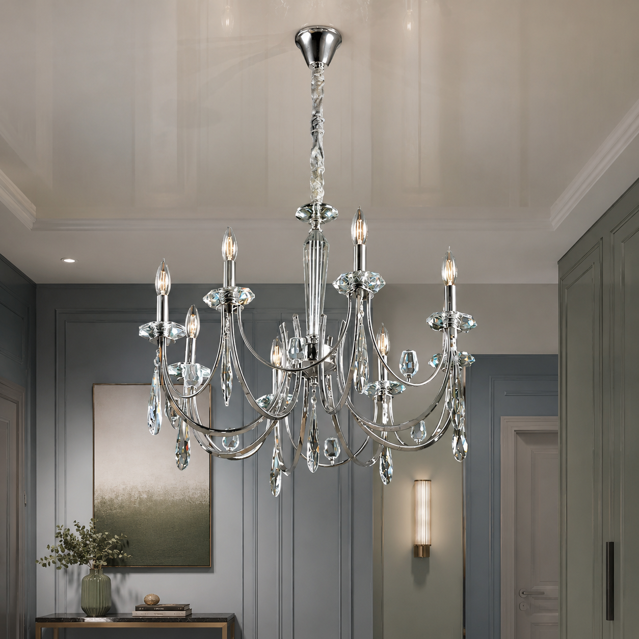 Кришталева люстра зі свічками Splendid Ray L9014/6 (Silver) на 6 ламп E14
