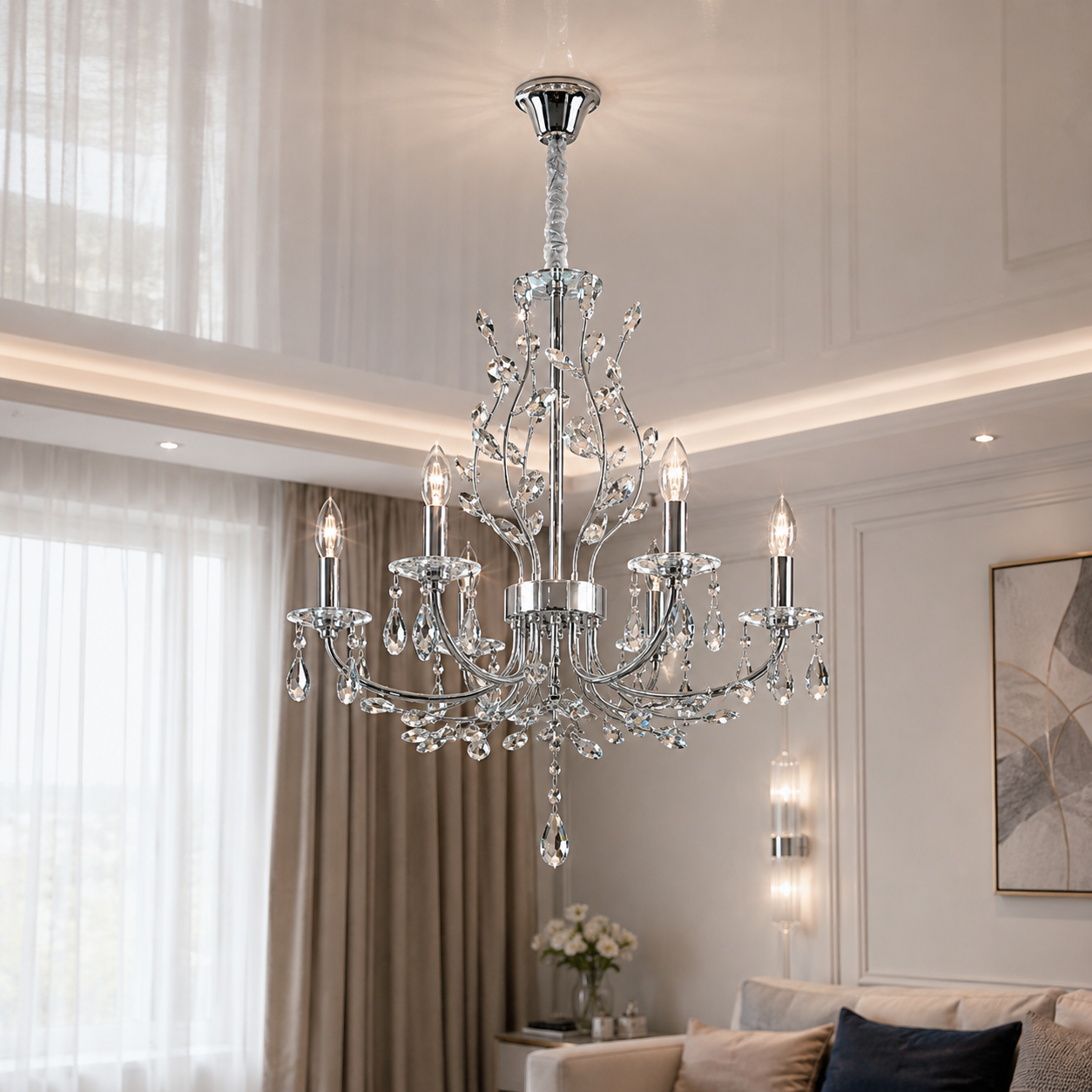 Кришталева люстра зі свічками Splendid Ray L9031/6 (silver)