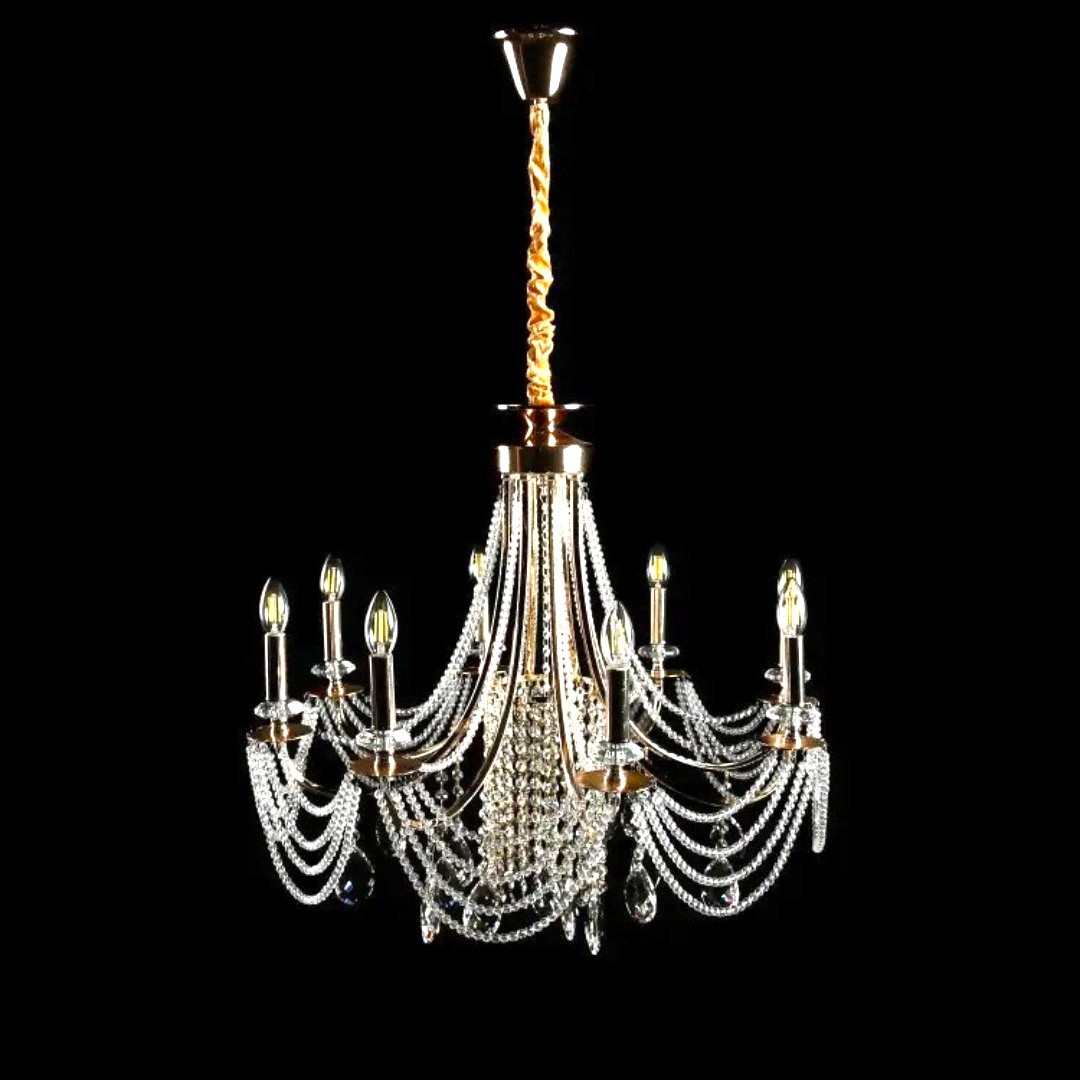 Розкішна підвісна кришталева люстра Splendid Ray L6008/8 (SGD) — золото, 8 ×E14, діаметр 75 см, від 14 до 22 м2 Розкішна підвісна кришталева люстра Splendid Ray L6008/8 (SGD) — золото, 8 ×E14, діаметр 75 см, від 14 до 22 м2