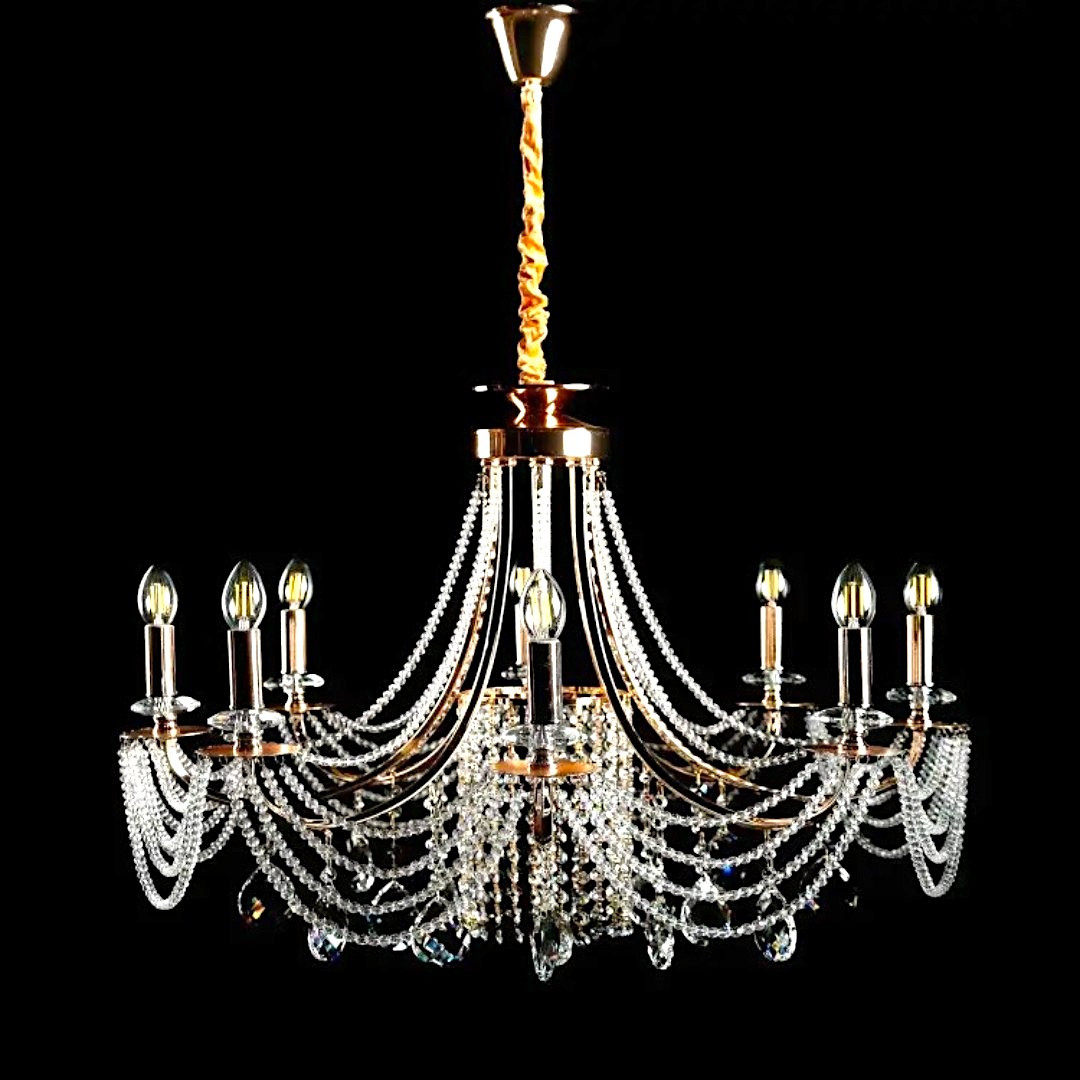 Розкішна підвісна кришталева люстра Splendid Ray L6008/10 (SGD) — золото, 10×E14, діаметр 85 см, від 18 до 28 м2 Розкішна підвісна кришталева люстра Splendid Ray L6008/10 (SGD) — золото, 10×E14, діаметр 85 см, від 18 до 28 м2