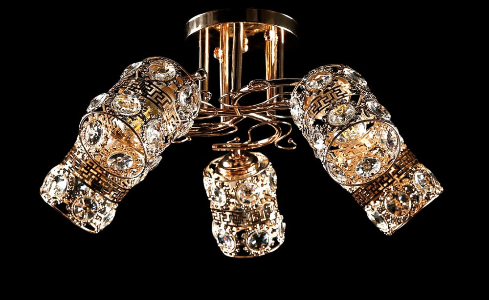 Люстра стельова Splendid Ray L9235D/5, E27, 5 ламп, 50 см, золото-білий, метал, кришталь, сучасний стиль Люстра стельова Splendid Ray L9235D/5, E27, 5 ламп, 50 см, золото-білий, метал, кришталь, сучасний стиль