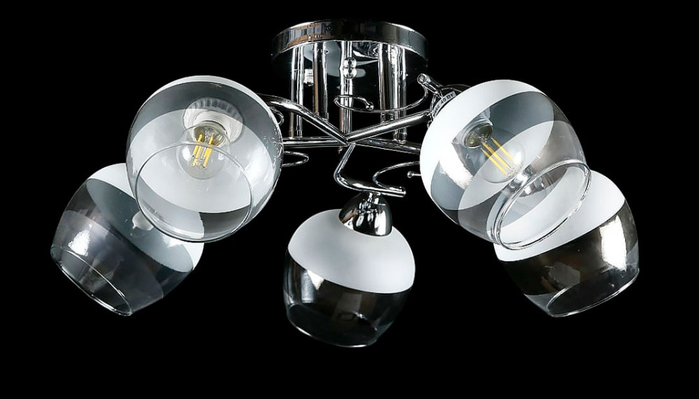 Люстра стельова Splendid Ray L8332/5A (CR), E27, 5 ламп, 55 см, хром/білий, сучасний стиль для дому Люстра стельова Splendid Ray L8332/5A (CR), E27, 5 ламп, 55 см, хром/білий, сучасний стиль для дому