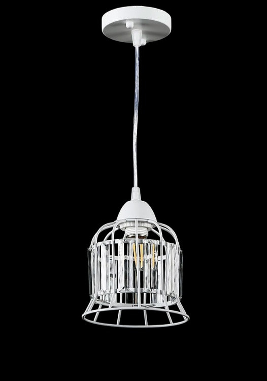 Стельова люстра E27 Splendid Ray L1261/1 (WT), 1 лампа, регульована, висота 22-55 см, білий метал, скло, сучасний стиль для дому