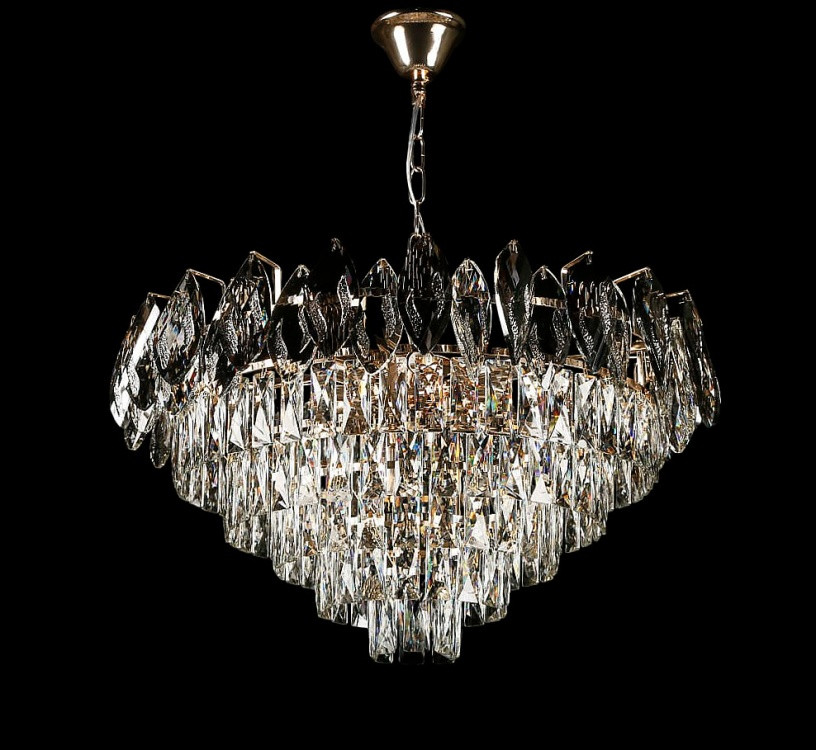 Люстра кришталева Splendid Ray L2463/600/10, 10 ламп, Е14, золото/білий, сучасний стиль, регульована висота 45-75 см Люстра кришталева Splendid Ray L2463/600/10, 10 ламп, Е14, золото/білий, сучасний стиль, регульована висота 45-75 см