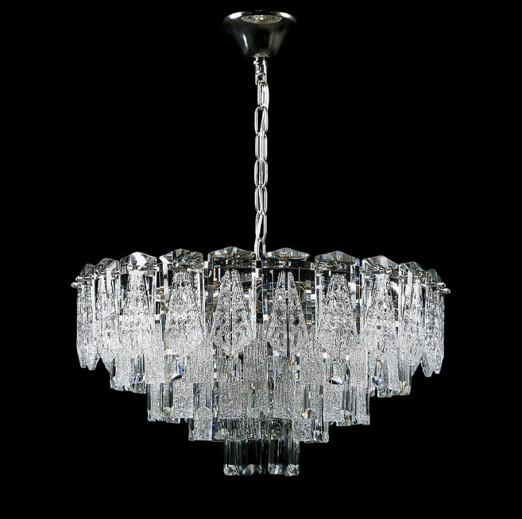 Люстра кришталева Splendid Ray L8532/500/10A, 10 ламп, Е14, хром/білий, сучасний стиль, висота 40-70 см, діаметр 50 см Люстра кришталева Splendid Ray L8532/500/10A, 10 ламп, Е14, хром/білий, сучасний стиль, висота 40-70 см, діаметр 50 см