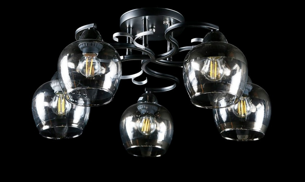 Люстра стельова Splendid Ray 8411/5A, 5xE27, 53 см, чорний, хром, стиль для спальні