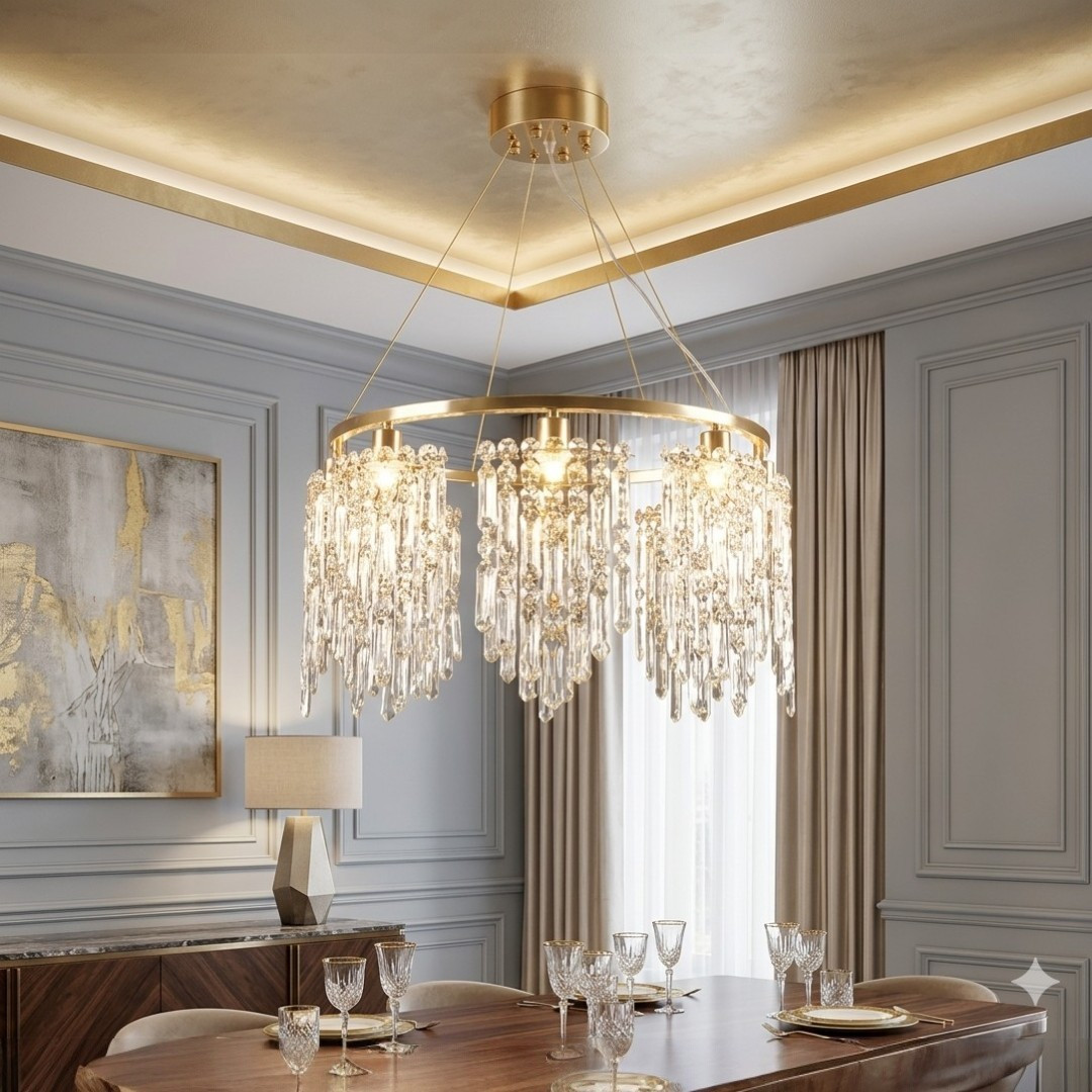 Розкішна кришталева люстра Splendid Ray L93195/600/8 (SGD) E14 на 8 ламп до 20 м2 золота