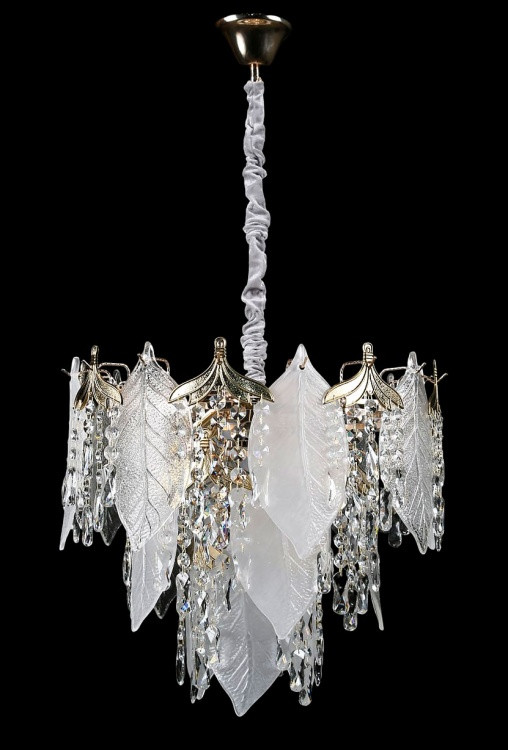 Люстра кришталева Splendid Ray L93031/500/9, 9 ламп, Е14, золото/білий, метал/кришталь, сучасний стиль Люстра кришталева Splendid Ray L93031/500/9, 9 ламп, Е14, золото/білий, метал/кришталь, сучасний стиль
