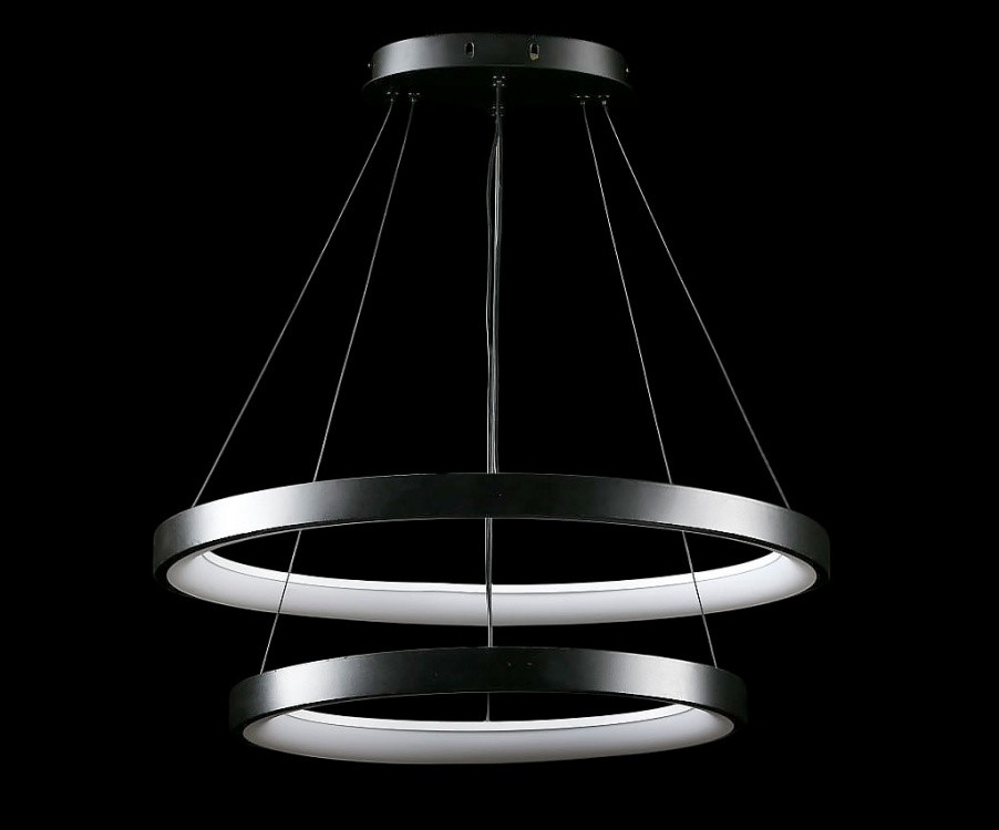 Люстра стельова LED Splendid Ray L2681/600+400/2, чорний, регульована температура світла, сучасний стиль Люстра стельова LED Splendid Ray L2681/600+400/2, чорний, регульована температура світла, сучасний стиль
