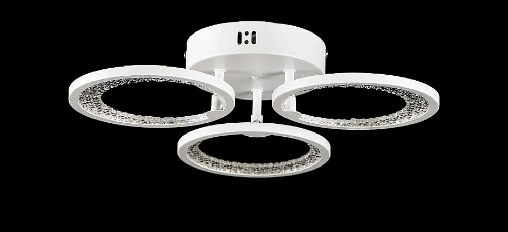 Люстра стельова LED Splendid Ray L2930/3, 3 лампи, 40 см, 3000K, білий метал, сучасний стиль з пультом та димером Люстра стельова LED Splendid Ray L2930/3, 3 лампи, 40 см, 3000K, білий метал, сучасний стиль з пультом та димером