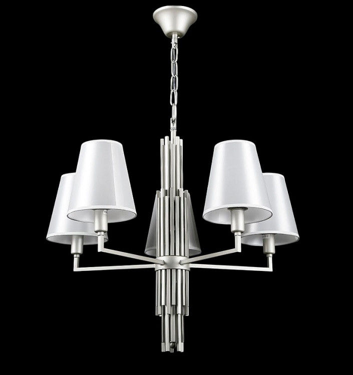 Люстра з абажурами Splendid Ray L89338/5, 5 ламп, E14, білий та срібло, метал та тканина, сучасний стиль для дому