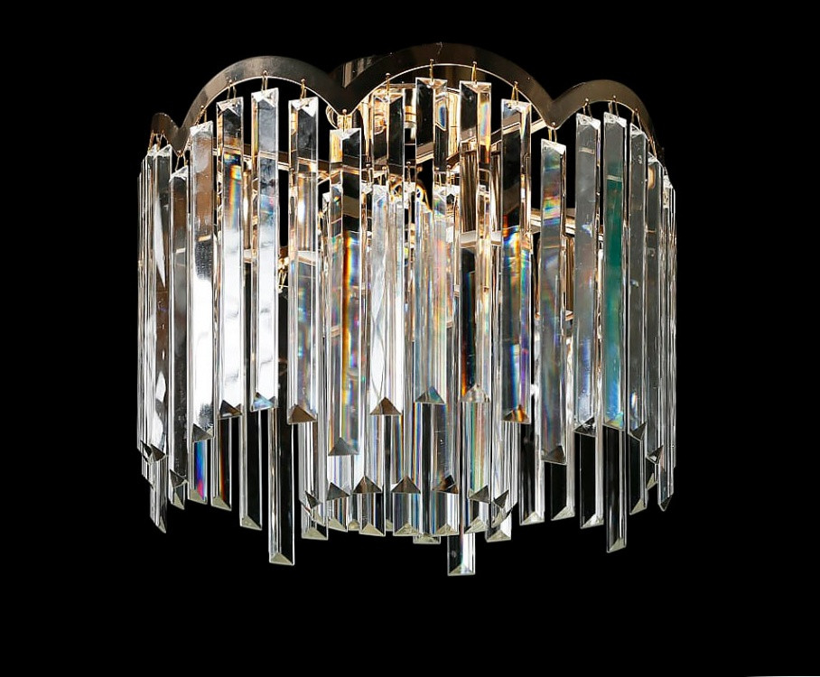 Кришталева люстра Splendid Ray LGH90351/5 (FGD) стельова люстра із золотою основою та вертикальними кришталевими підвісами