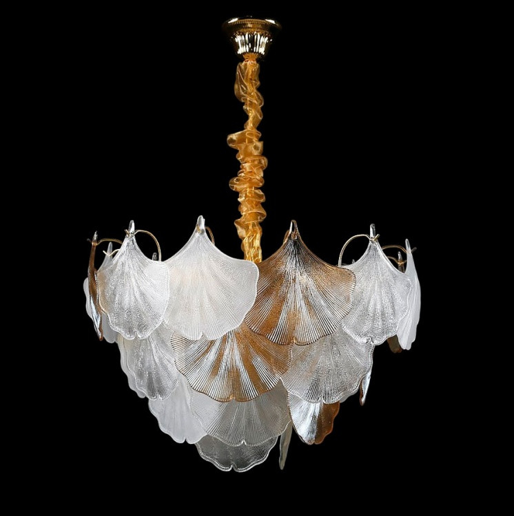 Люстра кришталева Splendid Ray LMD29069/9 (GD), 9 ламп, золота, біла, сучасний стиль, регульована висота 50-110 см, діаметр 60 см